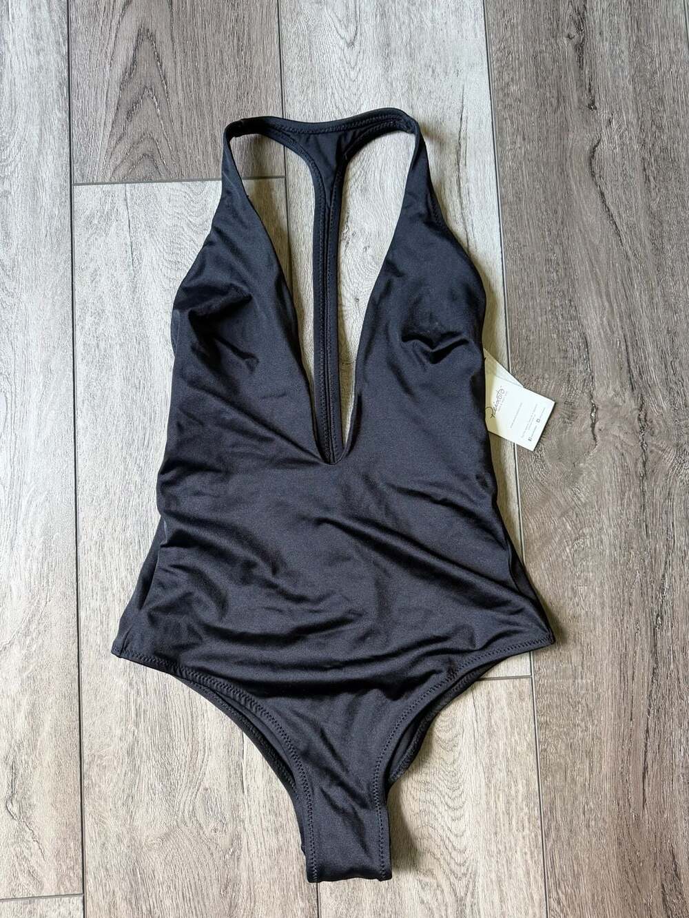 Peixoto Flamingo Black Plunge One Piece Swimsuit Size S